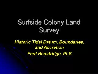 Surfside Colony Land Survey