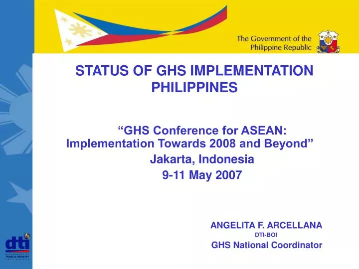 status of ghs implementation philippines