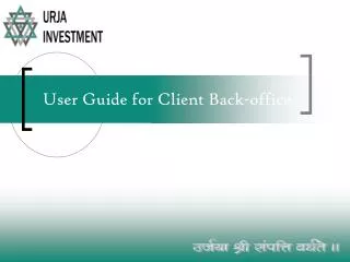 User Guide for Client Back-office