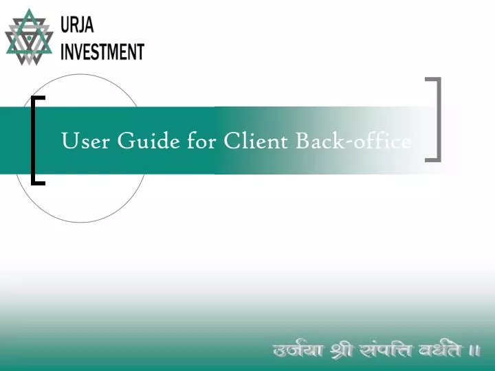 user guide for client back office