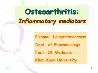 Osteoarthritis: Inflammatory mediators
