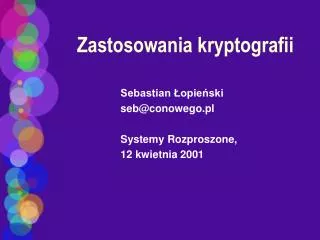 zastosowania kryptografii