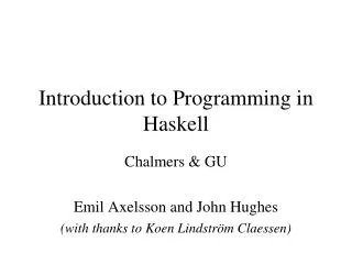 Introduction to Programming in Haskell