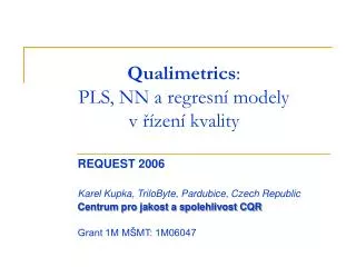 qualimetrics pls nn a regres n model y v zen kvality