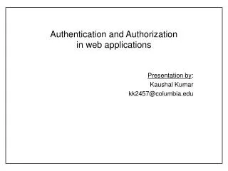 Authentication and Authorization in web applications