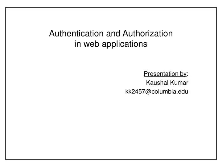 authentication and authorization in web applications