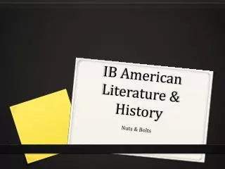 IB American Literature &amp; History