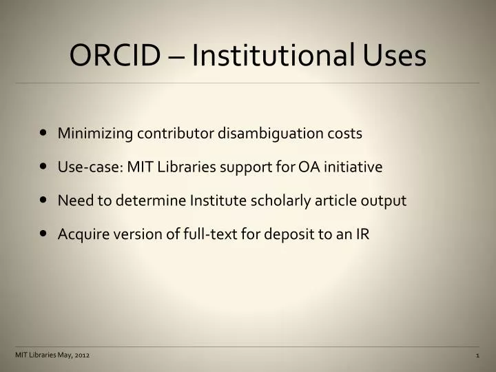 orcid institutional uses
