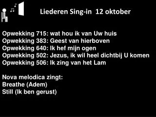 Liederen Sing-in 12 oktober