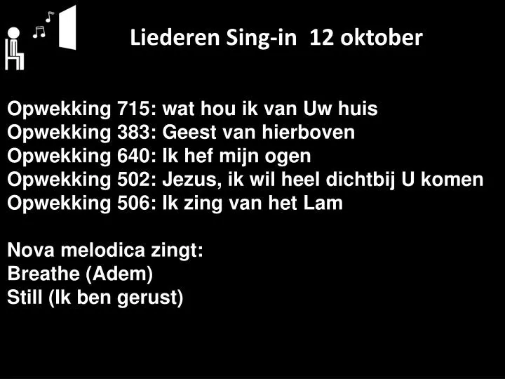 liederen sing in 12 oktober