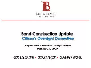 Bond Construction Update Citizen’s Oversight Committee
