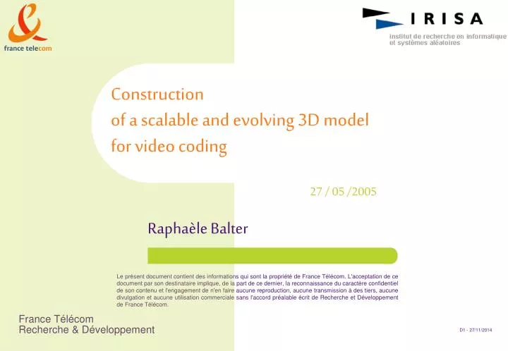 construction of a scalable and evolving 3d model for video coding