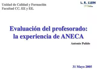 Evaluación del profesorado: la experiencia de ANECA