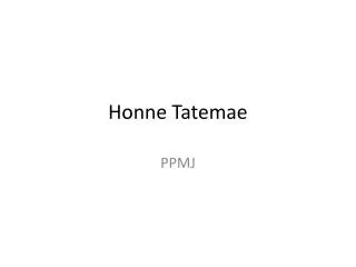 Honne Tatemae