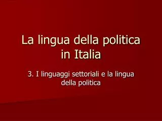 La lingua della politica in Italia