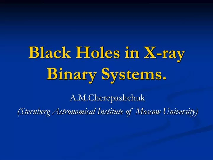 black holes in x ray binary systems