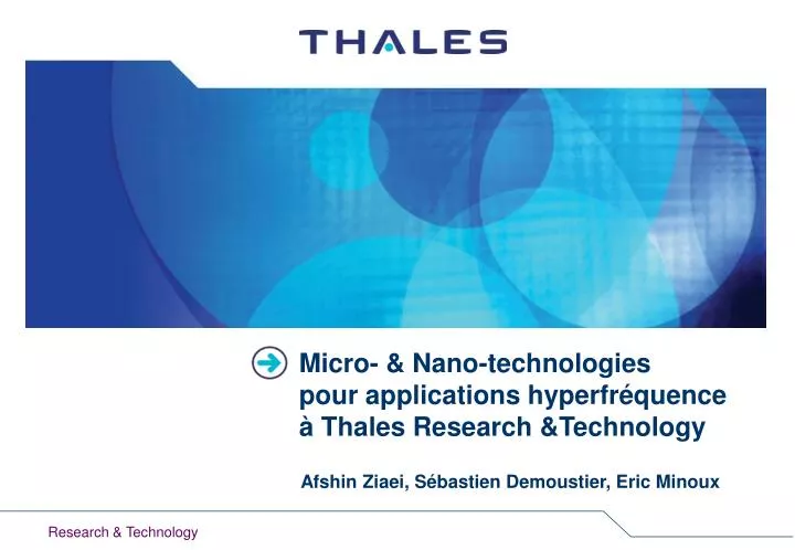 micro nano technologies pour applications hyperfr quence thales research technology