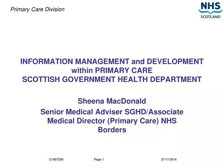 information management and development within primary care scottish government health department