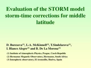 Evaluation of the STORM model storm-time corrections for middle latitude