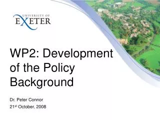 WP2: Development of the Policy Background
