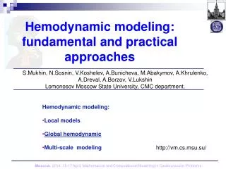 Hemodynamic modeling: fundamental and practical approaches