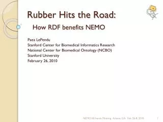 Rubber Hits the Road: How RDF benefits NEMO