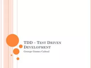 TDD – Test Driven Development