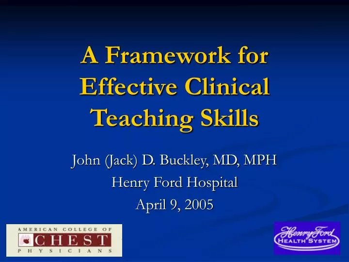 a framework for effective clinical teaching skills