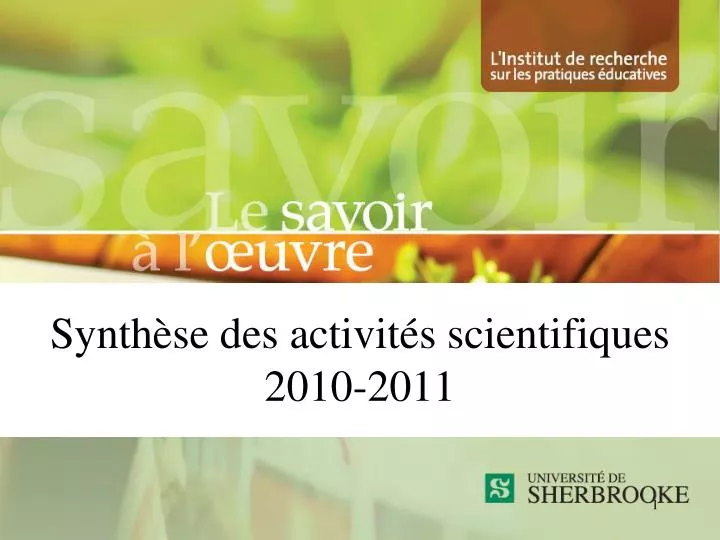 synth se des activit s scientifiques 2010 2011