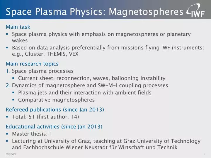 space plasma physics magnetospheres