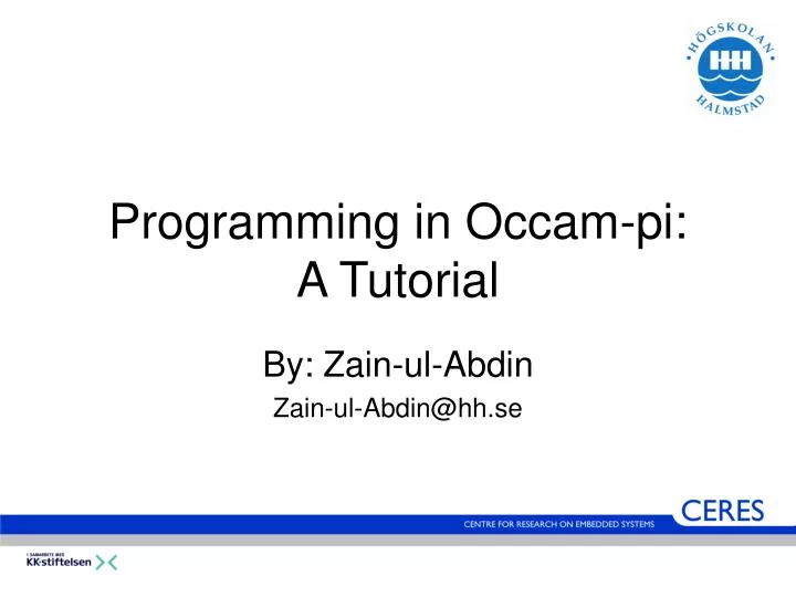 programming in occam pi a tutorial