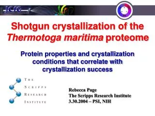 Shotgun crystallization of the Thermotoga maritima proteome