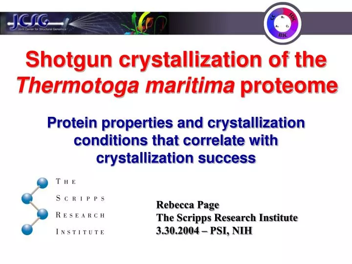 shotgun crystallization of the thermotoga maritima proteome