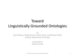 Toward Linguistically Grounded Ontologies