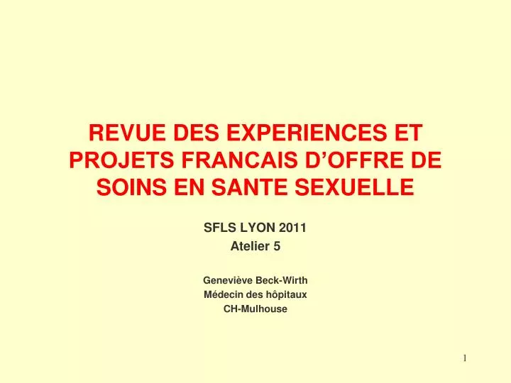 revue des experiences et projets francais d offre de soins en sante sexuelle