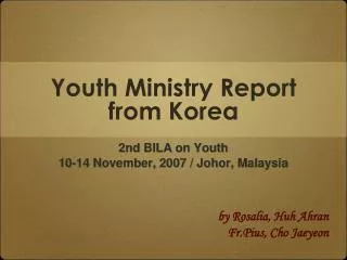 Youth Ministry Report from Korea