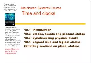 Distributed Systems Course Time and clocks