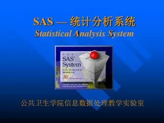 SAS — 统计分析系统 S tatistical A nalysis S ystem