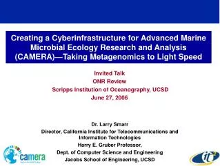 Invited Talk ONR Review Scripps Institution of Oceanography, UCSD June 27, 2006