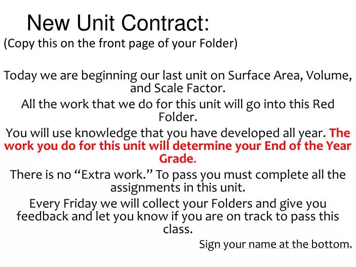 new unit contract