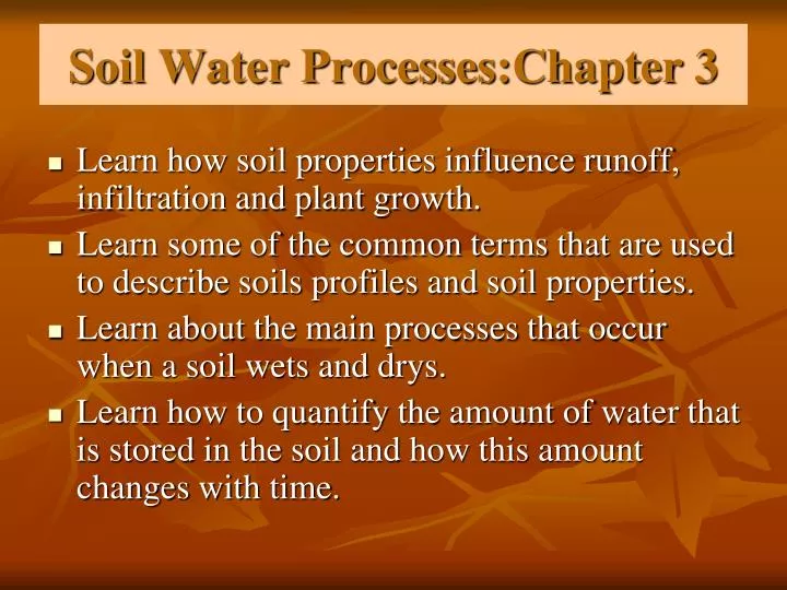 soil water processes chapter 3