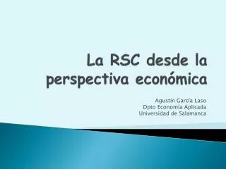 La RSC desde la perspectiva económica