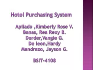 Hotel Purchasing System