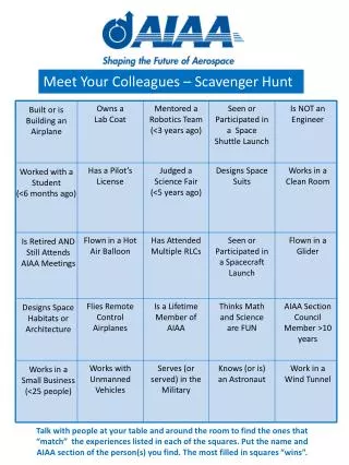 Meet Your Colleagues – Scavenger Hunt