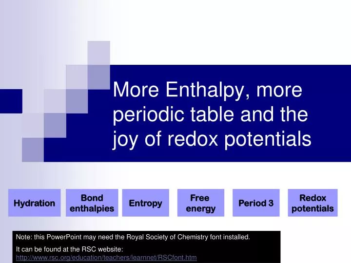 more enthalpy more periodic table and the joy of redox potentials