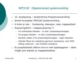 IMT3102 Objektorientert systemutvikling