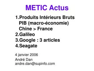 METIC Actus