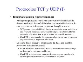 Protocolos TCP y UDP (I)