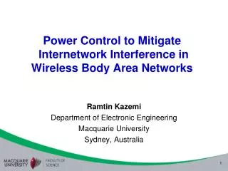 Power Control to Mitigate Internetwork Interference in Wireless Body Area Networks