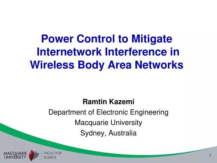 power control to mitigate internetwork interference in wireless body area networks